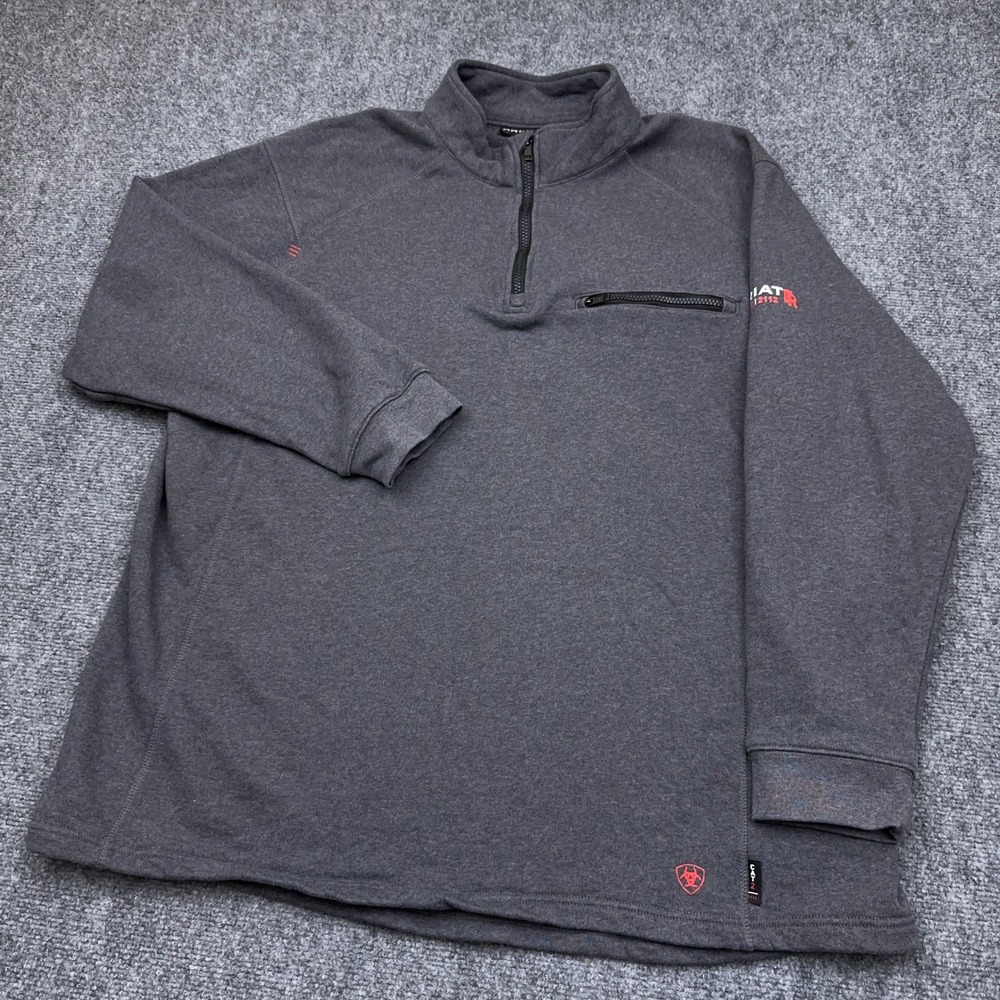 Ariat FR Work Zip Knit Shirt Mens XXL Gray Flame Resistant Workwear CAT2 2112